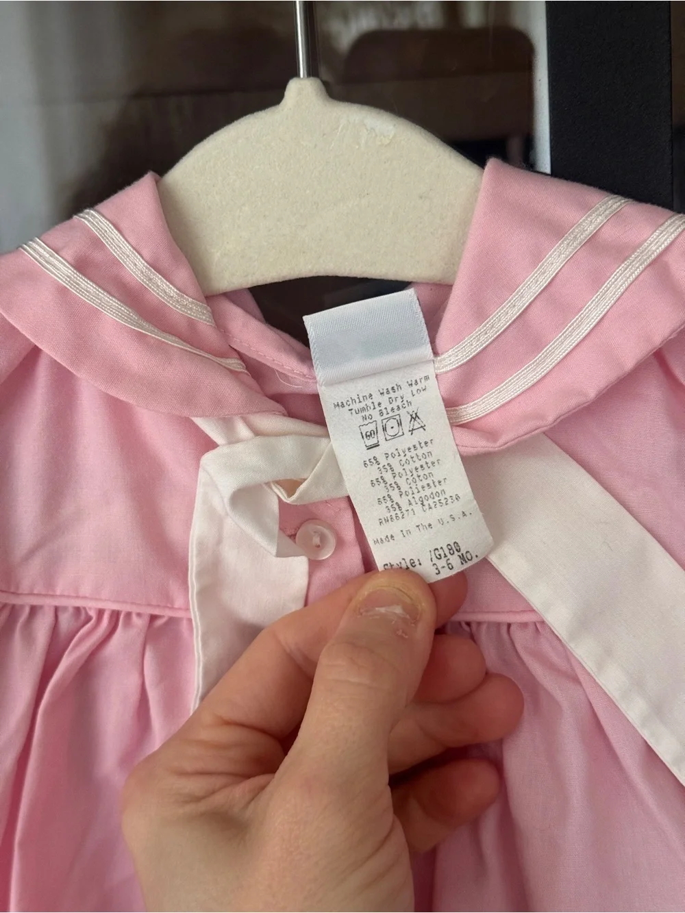 Vintage sailor dress baby girl tie front bib collar heirloom puff sleeve feltman
